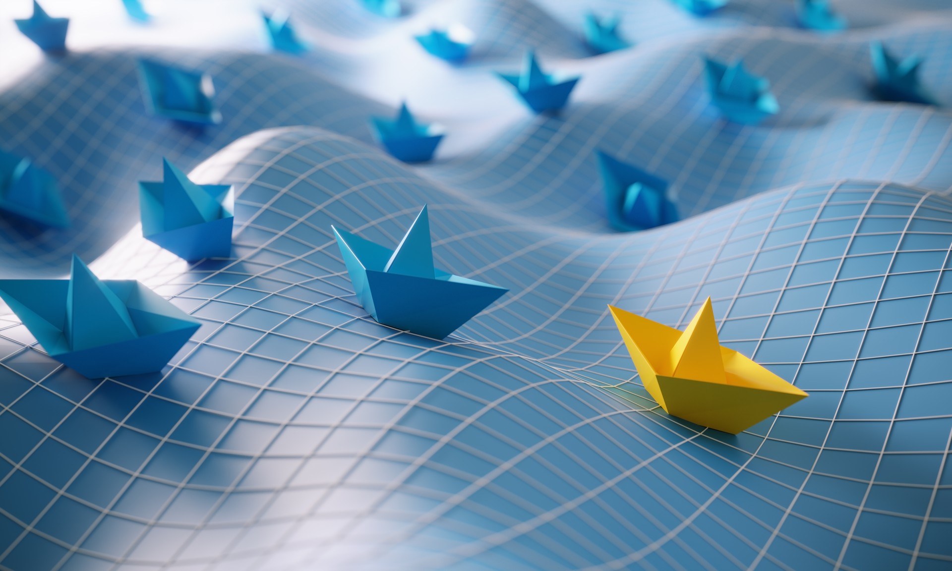 Leadership concept with paper boats